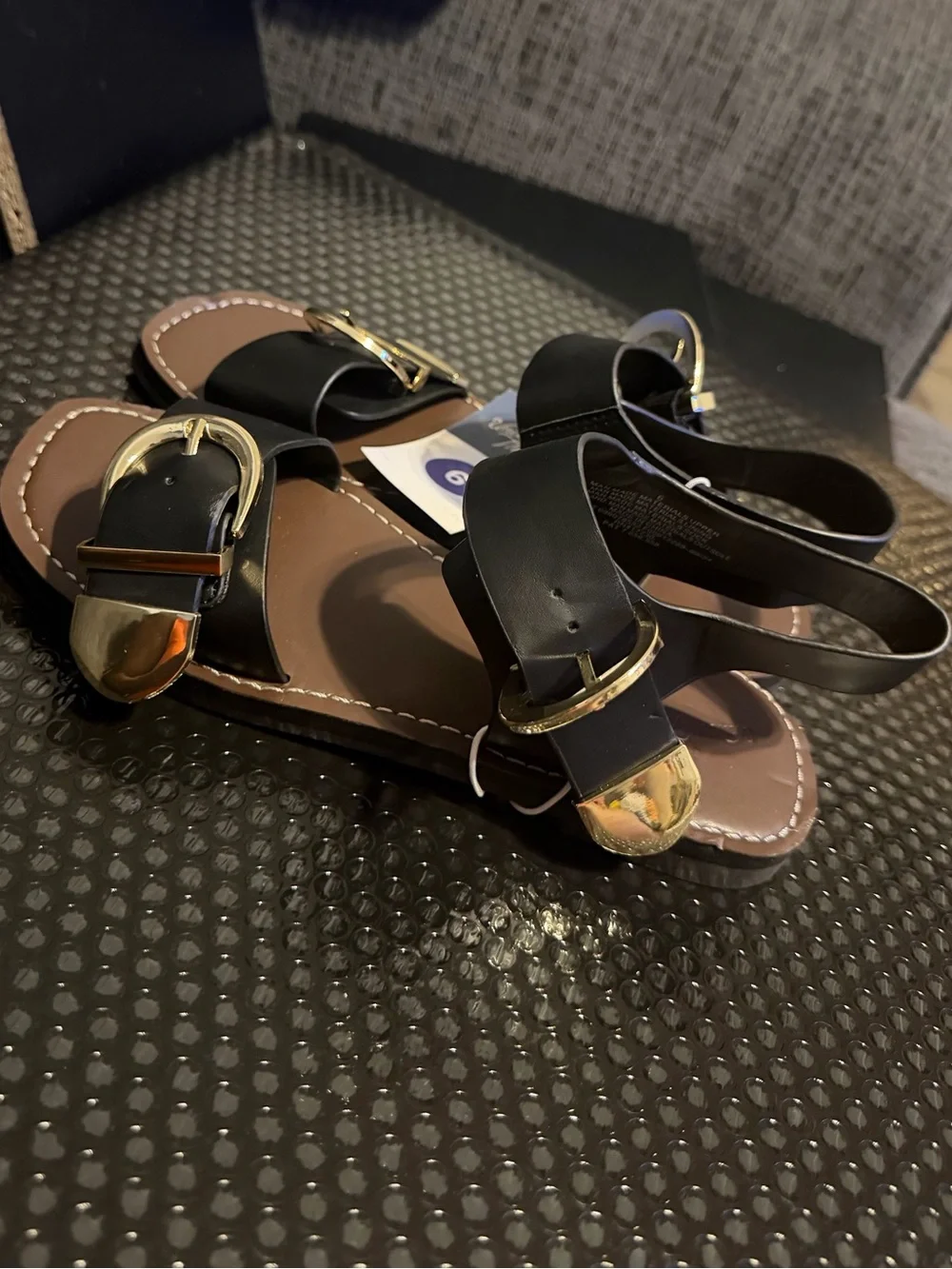 Universal Thread Kids Black Sandals with Gold Buckles